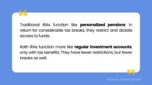 Graphic describing the difference between Roth IRA and traditional IRA